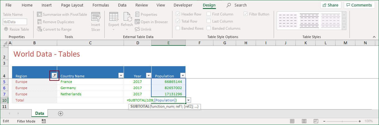 EXCEL TABLE | SUBTOTAL FUNCTION | SPREADSHEET SOLUTIONS